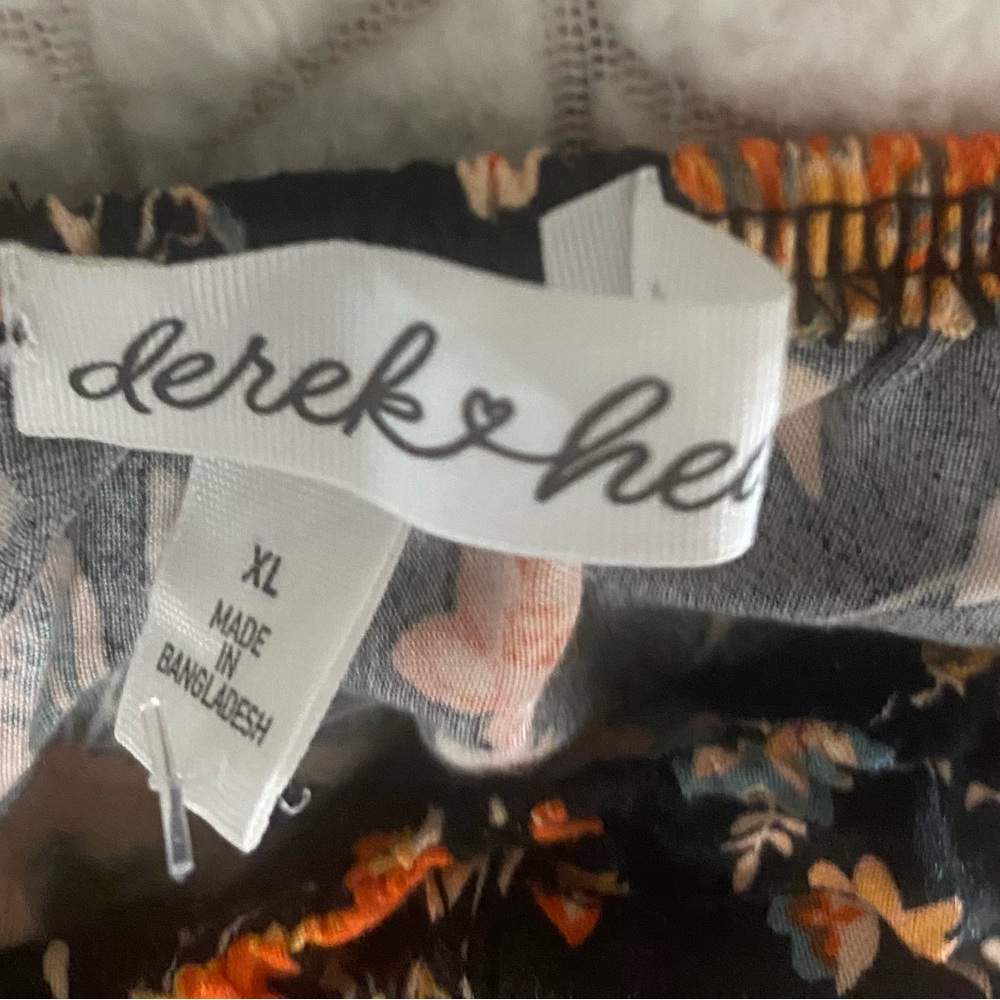Derek Heart Black and Orange Floral Midi‎ Dress - Picture 3 of 4